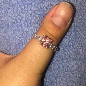 Pink and white sapphire engagement ring